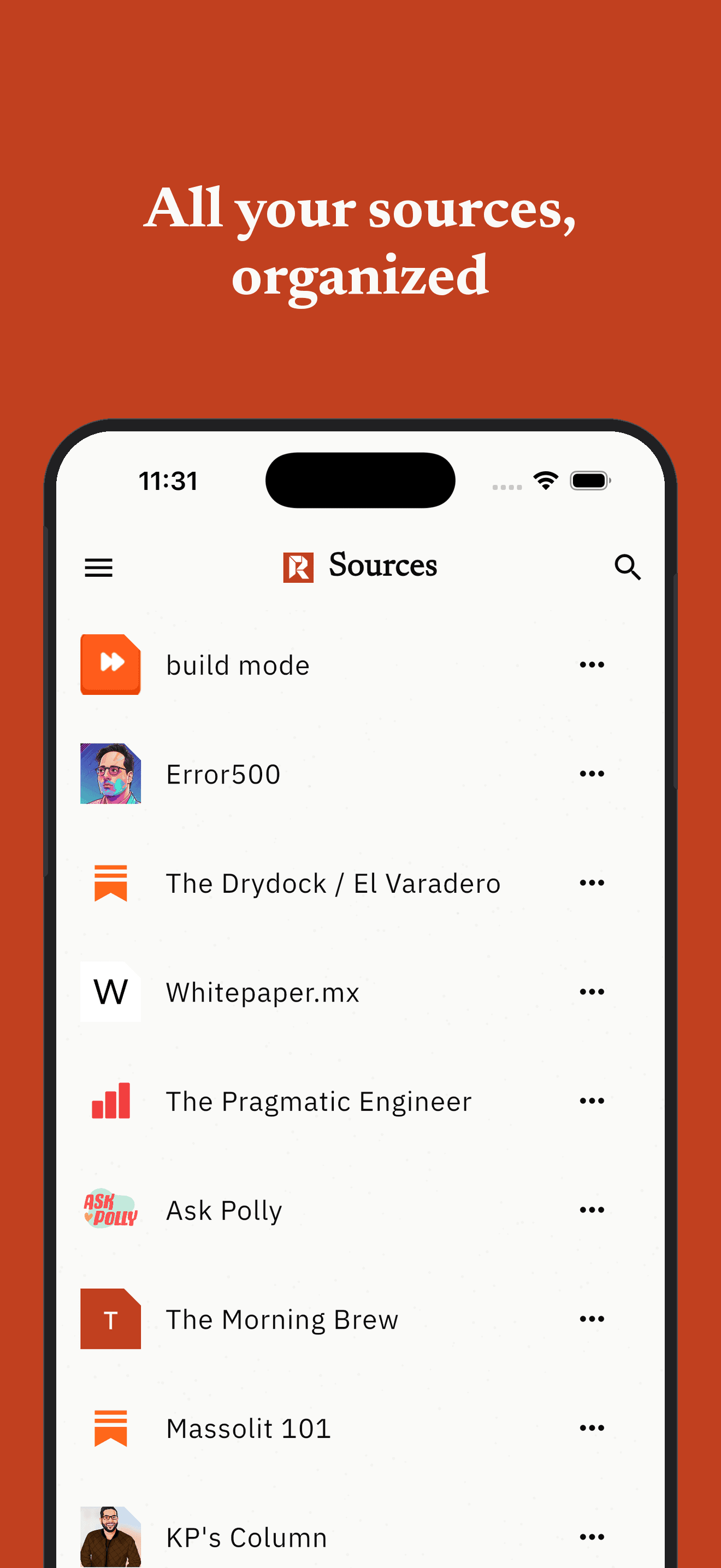 All your sources, organized